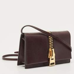 Pre Owned Tom Ford Dark Burgundy Leather Sedgwick Zip Clutch Bag