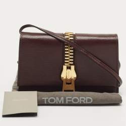 Pre Owned Tom Ford Dark Burgundy Leather Sedgwick Zip Clutch Bag