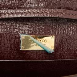 Pre Owned Tom Ford Dark Burgundy Leather Sedgwick Zip Clutch Bag