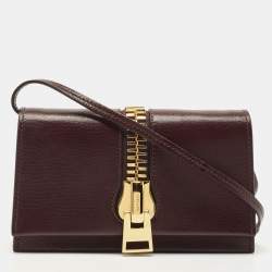 Pre Owned Tom Ford Dark Burgundy Leather Sedgwick Zip Clutch Bag