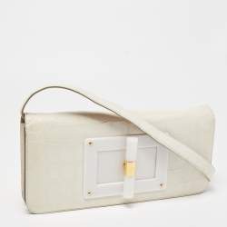 Tom Ford Off White Alligator Natalia Convertible Clutch