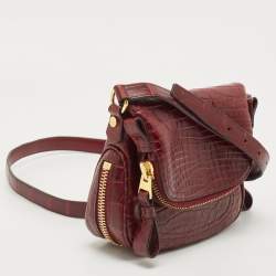 Tom Ford Dark Red Crocodile Mini Jennifer Crossbody Bag