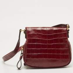 Tom Ford Dark Red Crocodile Mini Jennifer Crossbody Bag