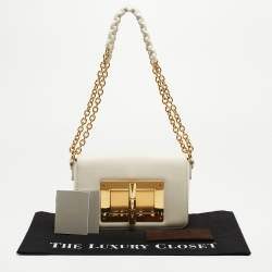 Pre Owned Tom Ford Off White Leather Medium Natalia Shoulder Bag