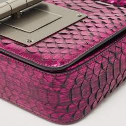 Pre Owned Tom Ford Metallic Magenta Python Medium Natalia Chain Shoulder Bag