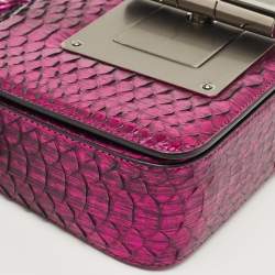 Pre Owned Tom Ford Metallic Magenta Python Medium Natalia Chain Shoulder Bag