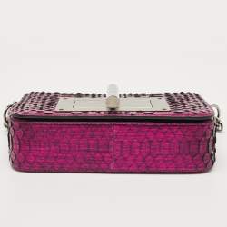 Pre Owned Tom Ford Metallic Magenta Python Medium Natalia Chain Shoulder Bag
