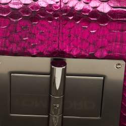 Pre Owned Tom Ford Metallic Magenta Python Medium Natalia Chain Shoulder Bag