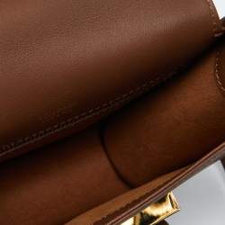 Pre Owned Tom Ford Brown Leather Twist Lock Flap Crossbody Bag