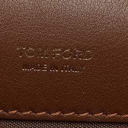 Pre Owned Tom Ford Brown Leather Twist Lock Flap Crossbody Bag
