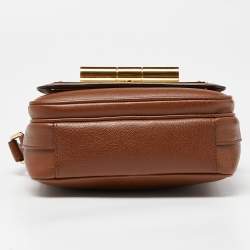 Tom Ford Brown Leather Twist Lock Zip Crossbody Bag