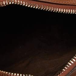 Tom Ford Brown Leather Twist Lock Zip Crossbody Bag