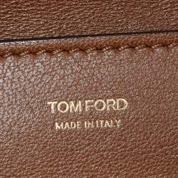 Tom Ford Brown Leather Twist Lock Zip Crossbody Bag