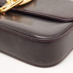 Pre Owned Tom Ford Dark Purple Leather Carine Flap Bag