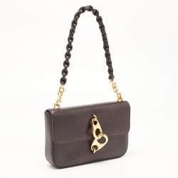 Pre Owned Tom Ford Dark Purple Leather Carine Flap Bag