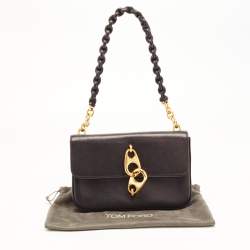 Pre Owned Tom Ford Dark Purple Leather Carine Flap Bag