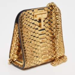Tom Ford Gold Python Small T Lock Shoulder Bag