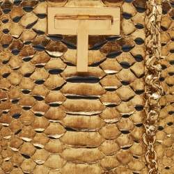 Tom Ford Gold Python Small T Lock Shoulder Bag