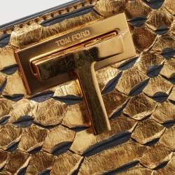Tom Ford Gold Python Small T Lock Shoulder Bag