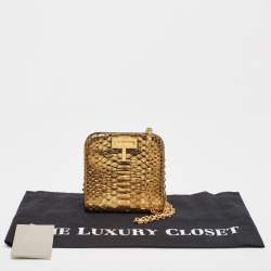 Tom Ford Gold Python Small T Lock Shoulder Bag