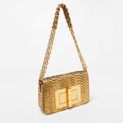 Pre Owned Tom Ford Gold Python Natalia Shoulder Bag