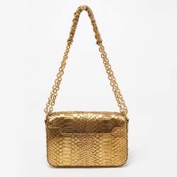 Pre Owned Tom Ford Gold Python Natalia Shoulder Bag
