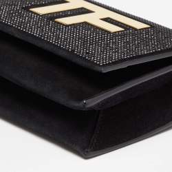 Tom Ford Black Suede Crystal Embellished TF Shoulder Bag