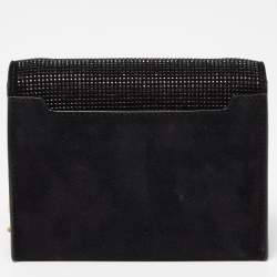 Tom Ford Black Suede Crystal Embellished TF Shoulder Bag