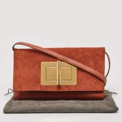 Tom Ford Brick Brown Suede Natalia Convertible Clutch