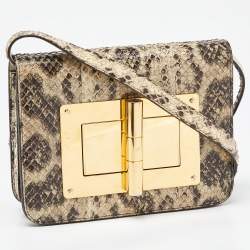 Pre Owned Tom Ford Beige Snakeskin Small Natalia Crossbody Bag