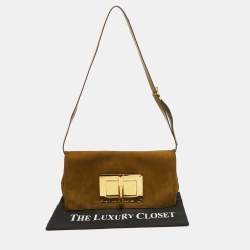 Tom Ford Olive Green Suede Natalia Convertible Clutch