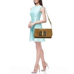 Tom Ford Olive Green Suede Natalia Convertible Clutch