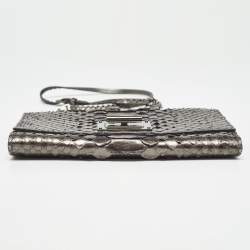 Tom Ford Metallic Grey Python Chain Clutch