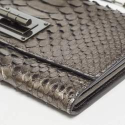 Tom Ford Metallic Grey Python Chain Clutch