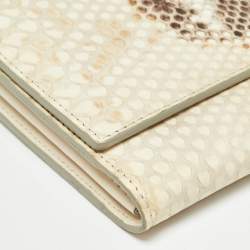 Tom Ford Beige Python Flap Wallet on Chain