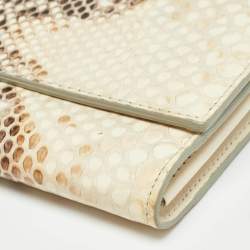 Tom Ford Beige Python Flap Wallet on Chain