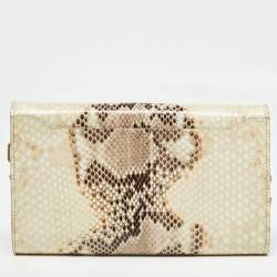 Tom Ford Beige Python Flap Wallet on Chain