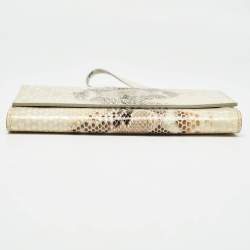 Tom Ford Beige Python Flap Wallet on Chain
