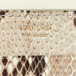 Tom Ford Beige Python Flap Wallet on Chain