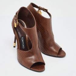 Tom Ford Brown Python Peep Toe Pumps Pumps Size 38