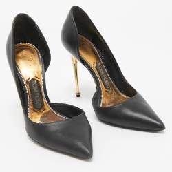 Pre Owned Tom Ford Black Leather D'Orsay Pumps Size 36