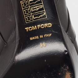 Tom Ford Black Leather Platform Ankle Booties Size 39