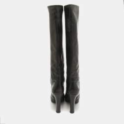 Tom Ford Black Leather Knee Length Boots Size 38