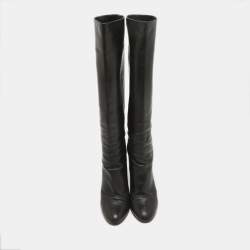 Tom Ford Black Leather Knee Length Boots Size 38