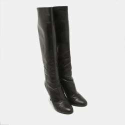 Tom Ford Black Leather Knee Length Boots Size 38