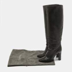 Tom Ford Black Leather Knee Length Boots Size 38