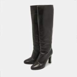 Tom Ford Black Leather Knee Length Boots Size 38