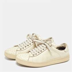 Tom Ford Cream Python Leather Low Top Sneakers Size 38