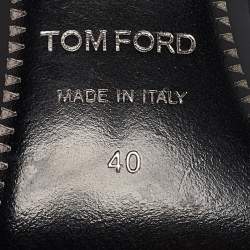 Tom Ford Black Leather Padlock Ankle Wrap Sandals 40