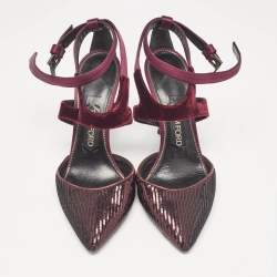 Tom Ford Purple Satin and Sequins Ankle Strap Pumps Size 38